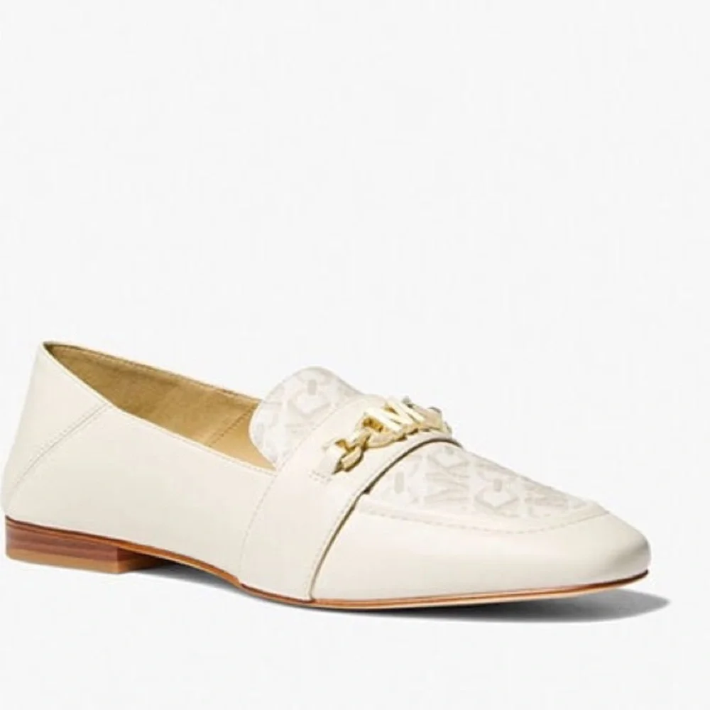 Michael Kors Tiffanie Loafers in Leather & Logo Canvas Color: Vanilla - Picture 7 of 10